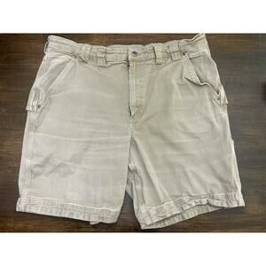 Duluth Trading Flex Fire Hose Carpenter Cargo Shorts Men's 42 Khaki Tan